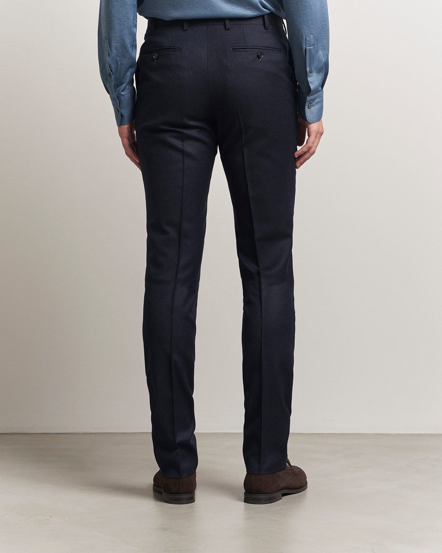 Herren | Hosen | Canali | Slim Fit Flannel Trousers Navy