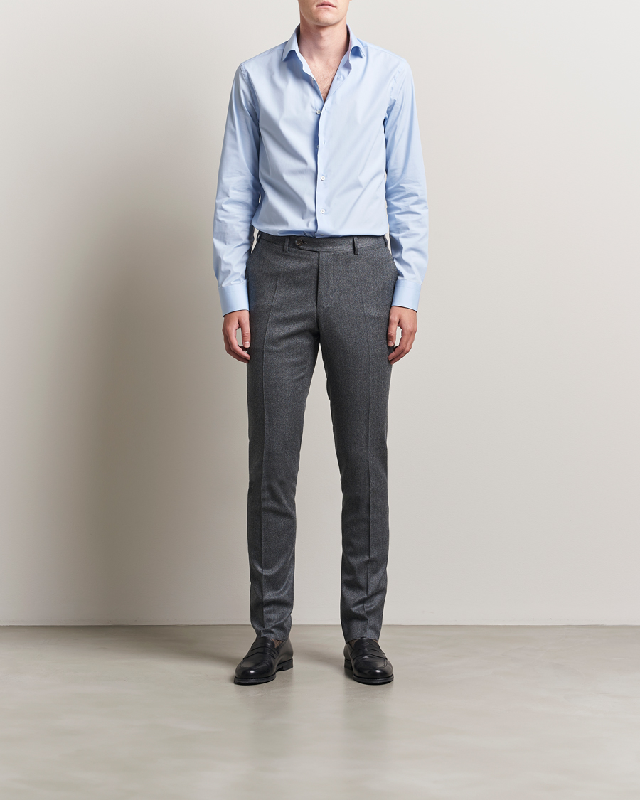 Herren | Hemden | Canali | Slim Fit Cotton/Stretch Shirt Light Blue