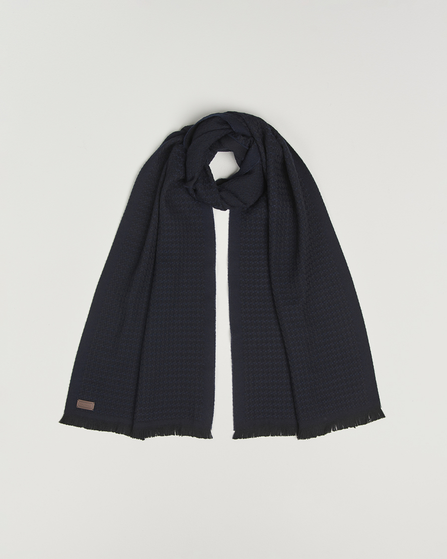 Herren | Krawatten | Canali | Jacquard Wool Scarf Navy
