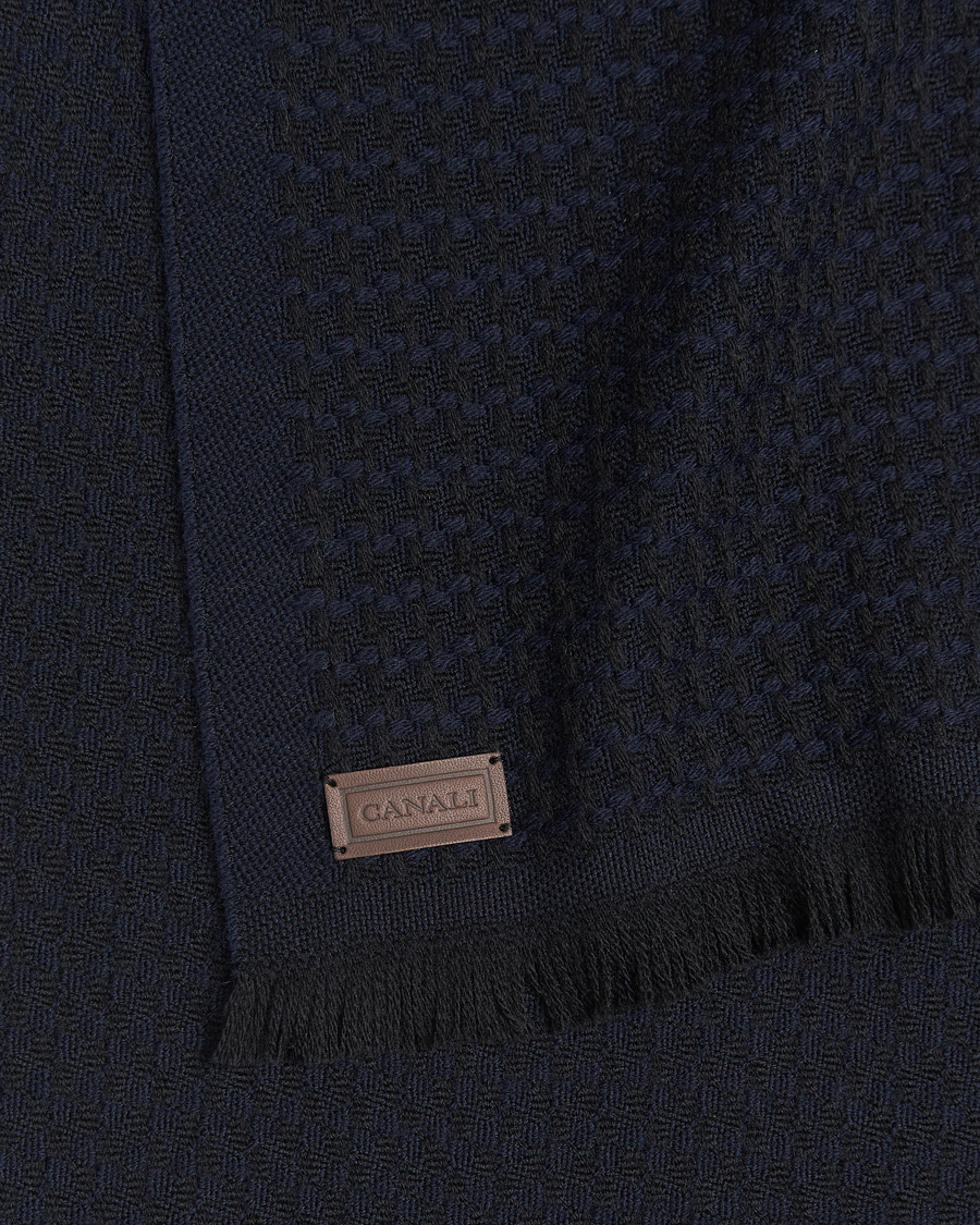 Herren | Krawatten | Canali | Jacquard Wool Scarf Navy
