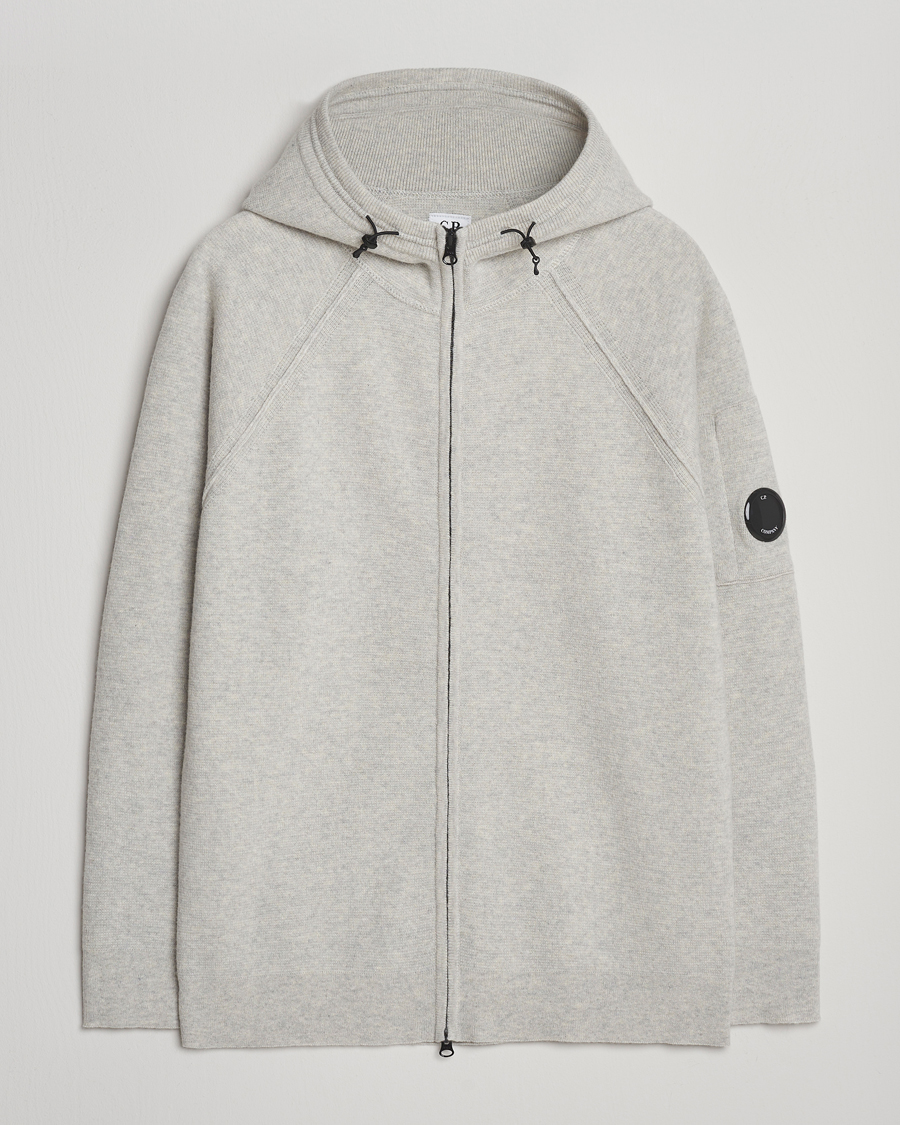 Herren | Pullover | C.P. Company | Knitted Lambswool Zip Hood Light Grey
