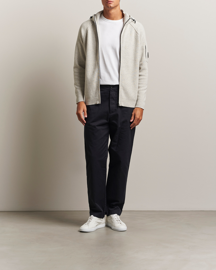 Herren | Pullover | C.P. Company | Knitted Lambswool Zip Hood Light Grey