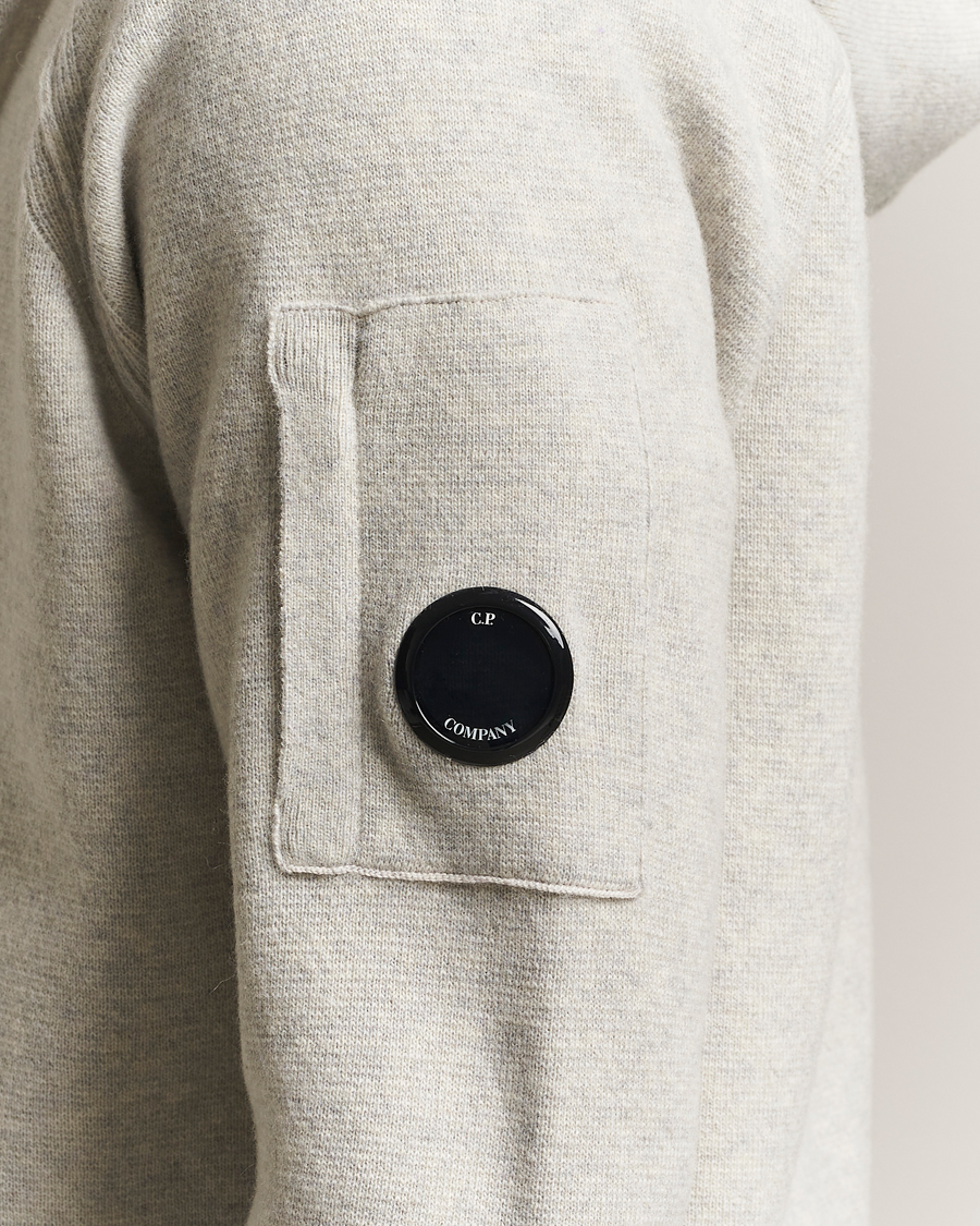 Herren | Pullover | C.P. Company | Knitted Lambswool Zip Hood Light Grey