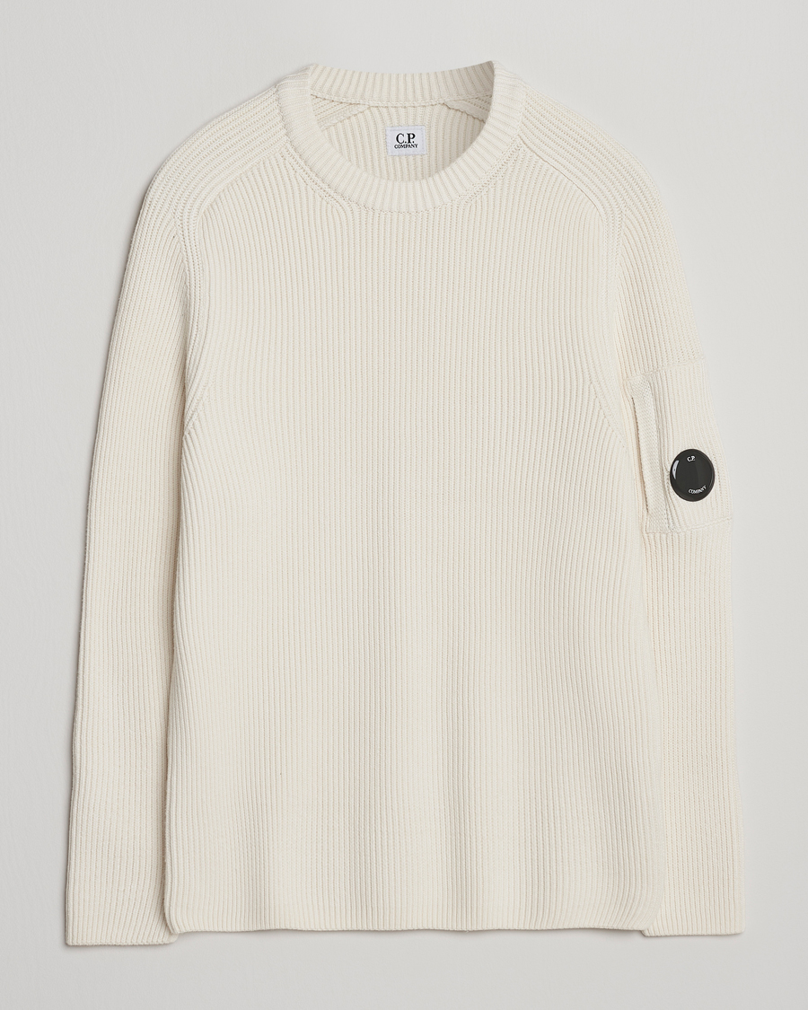 Herren | Pullover | C.P. Company | Full Rib Knitted Cotton Crew Neck White