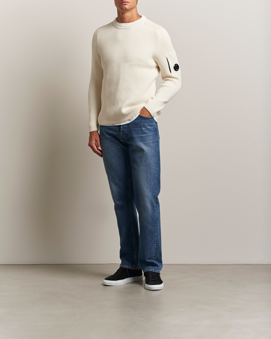 Herren | Pullover | C.P. Company | Full Rib Knitted Cotton Crew Neck White