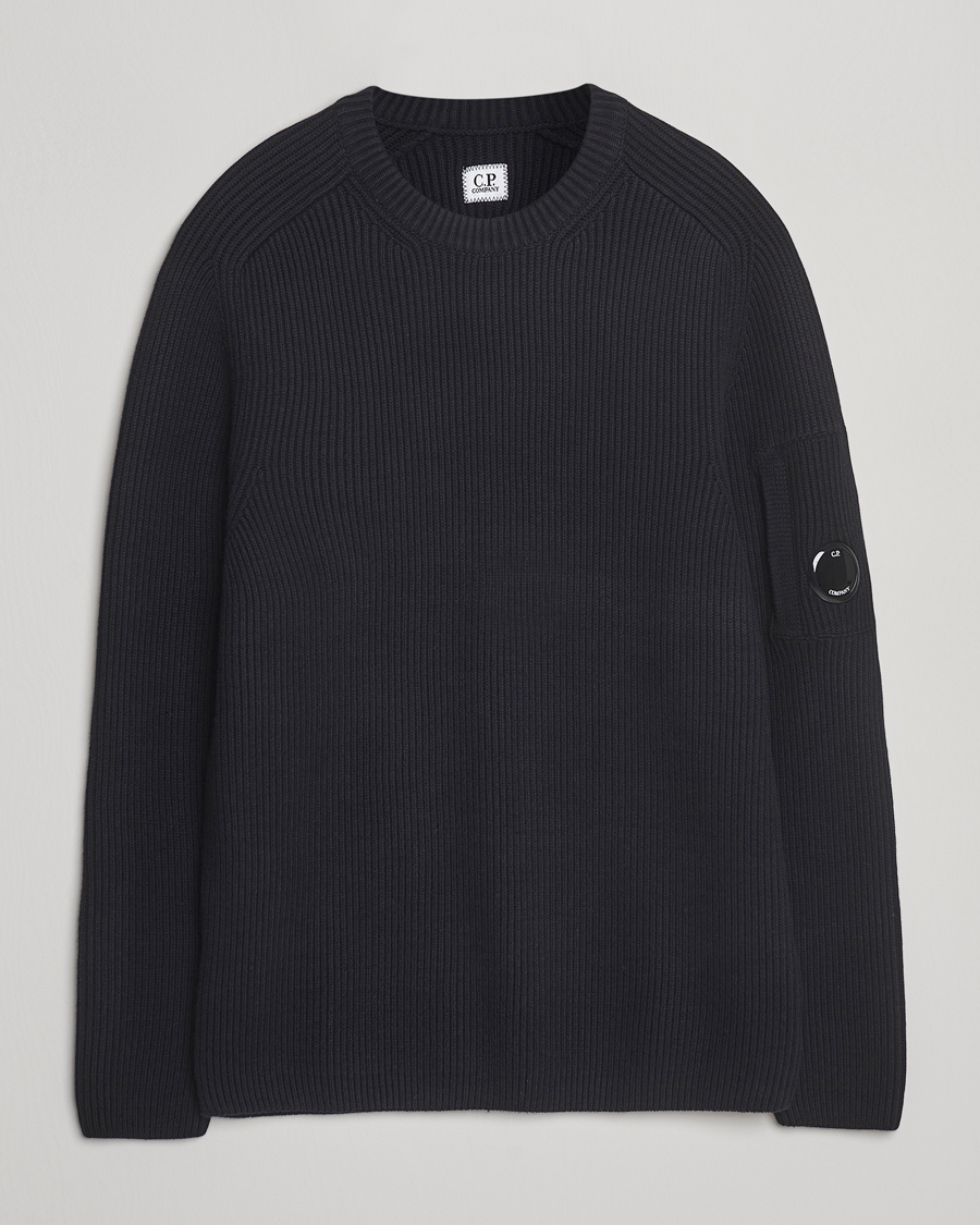 Herren | Pullover | C.P. Company | Full Rib Knitted Cotton Crew Neck Black
