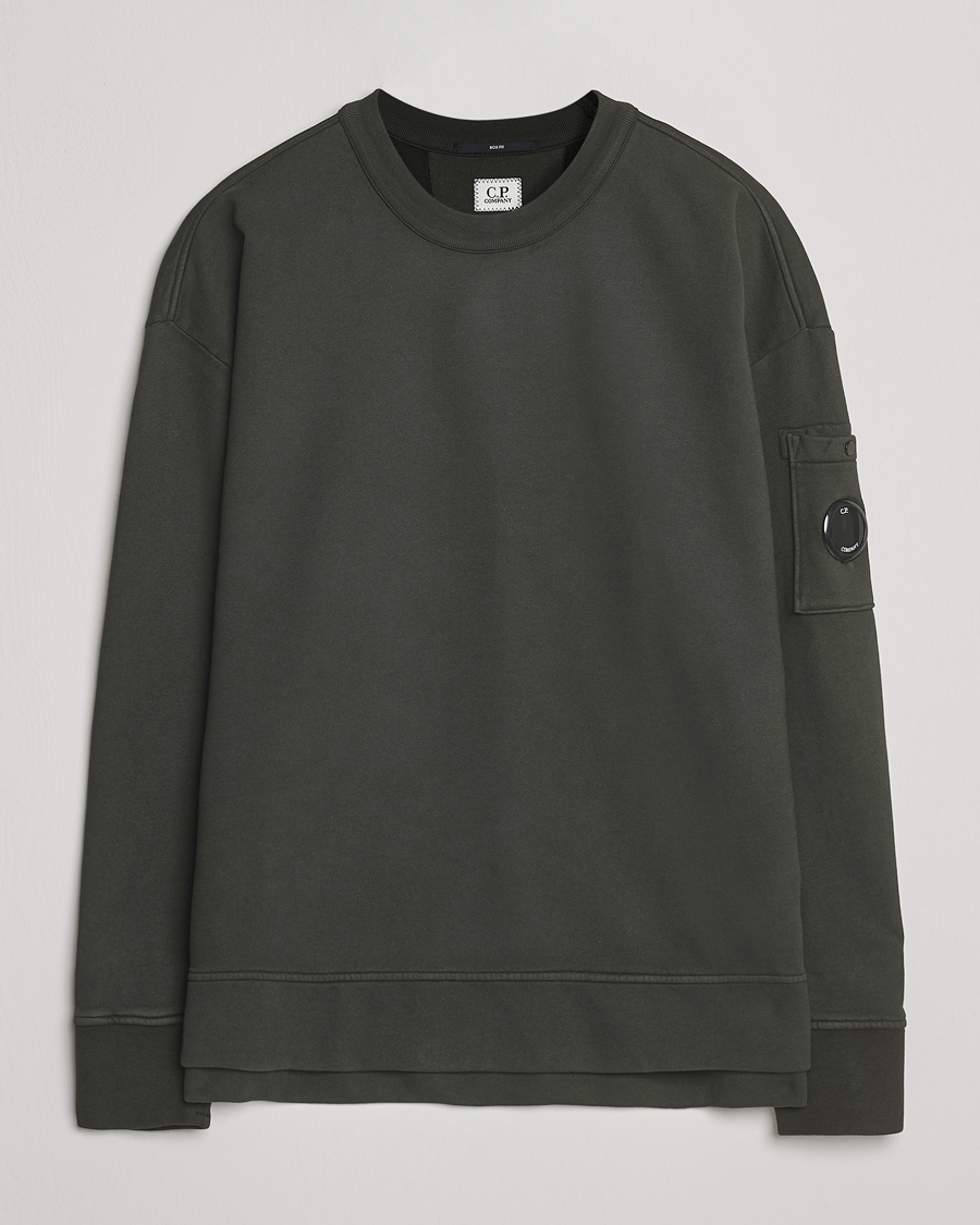 Herren | Pullover | C.P. Company | Brushed Emerized Fleece Lens Sweatshirt Dark Green