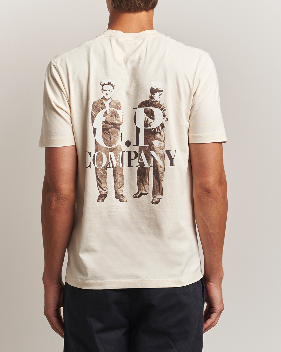 Herren | T-Shirts | C.P. Company | Jersey Back Logo T-Shirt Cream