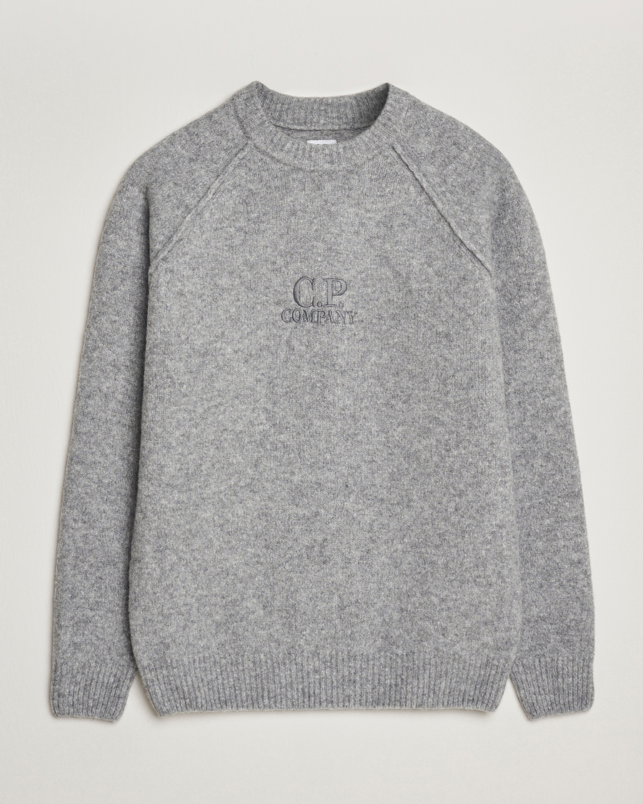 Herren | Pullover | C.P. Company | Extra Fine Merino Logo Crew Neck Grey