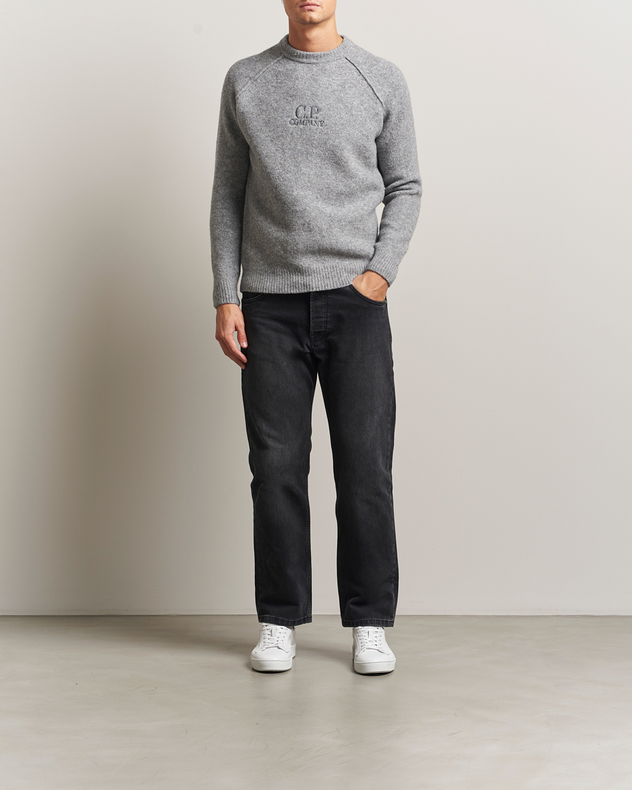 Herren | Pullover | C.P. Company | Extra Fine Merino Logo Crew Neck Grey