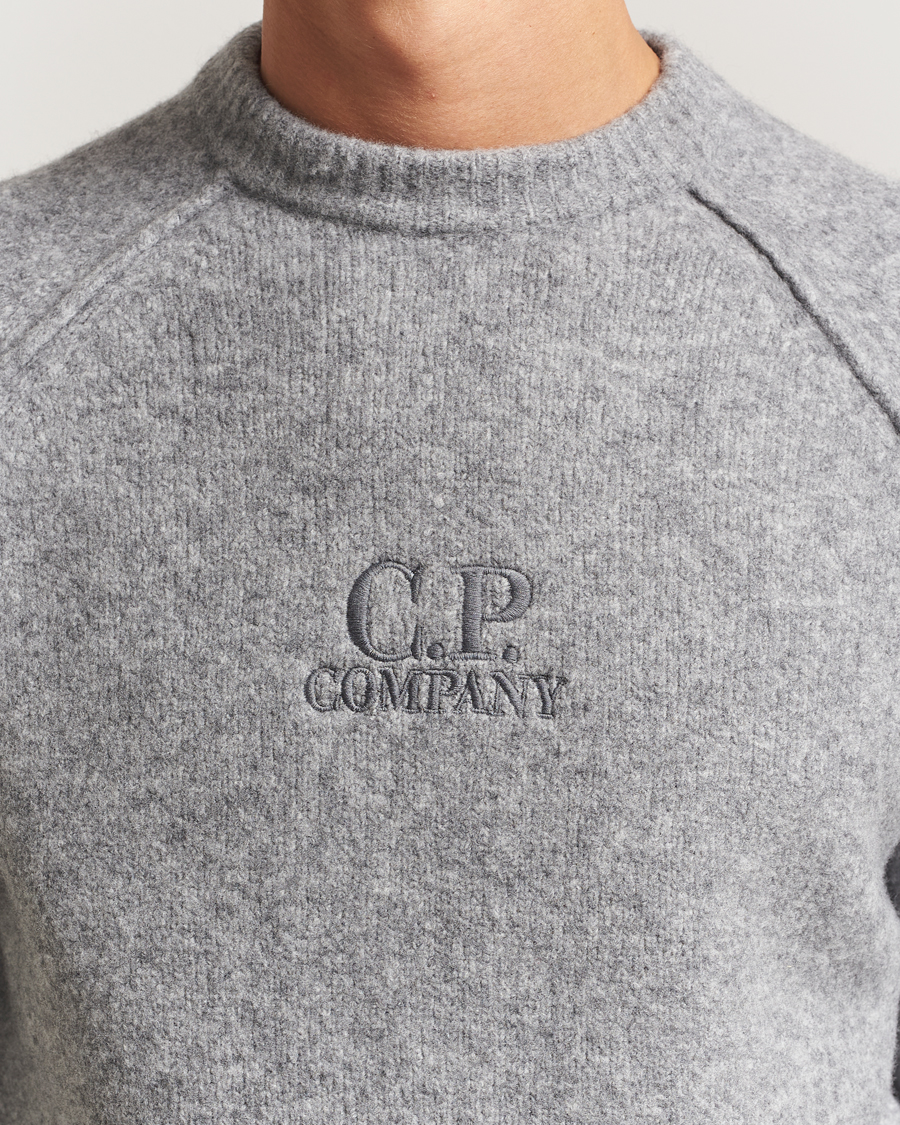 Herren | Pullover | C.P. Company | Extra Fine Merino Logo Crew Neck Grey