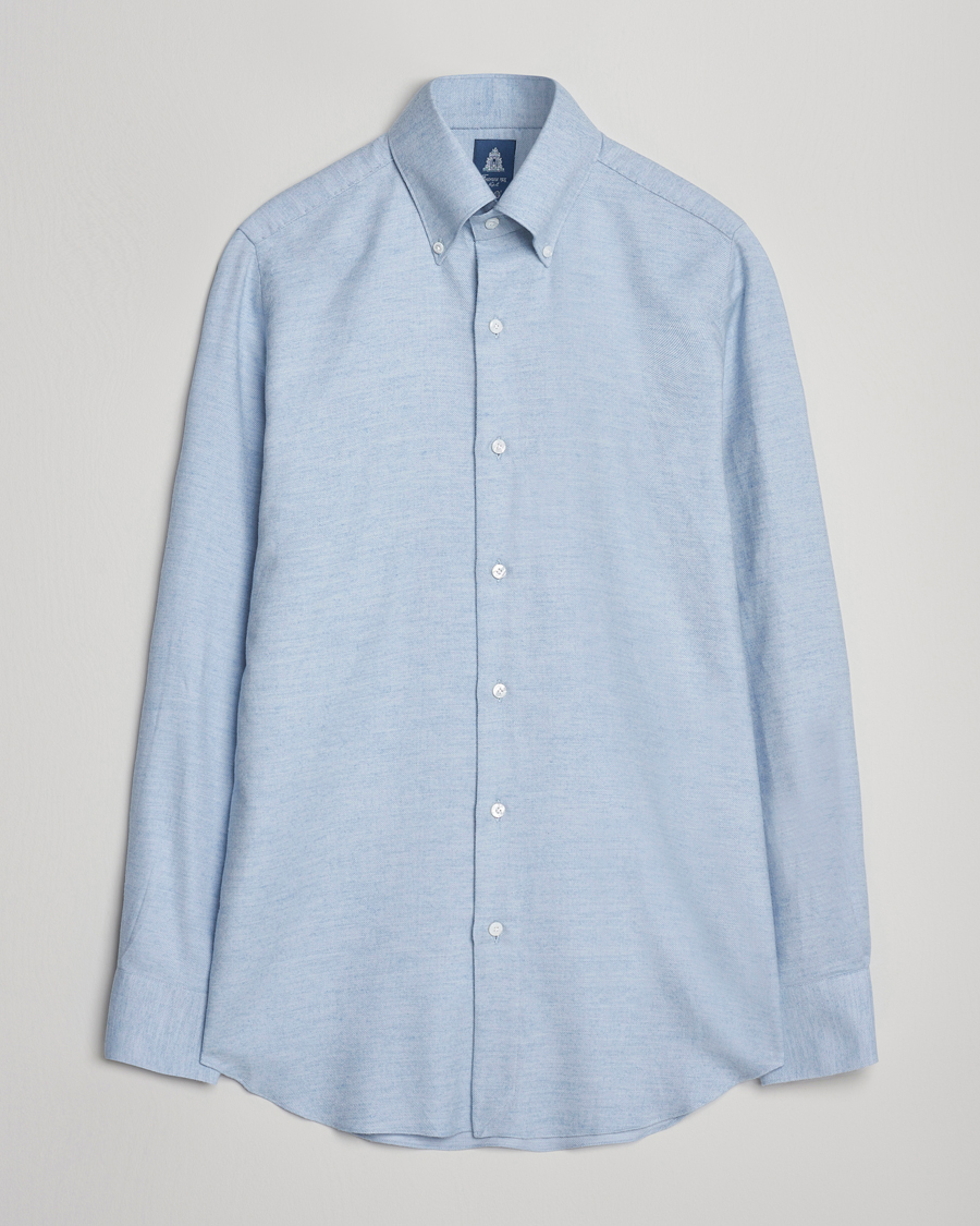 Herren | Hemden | Finamore Napoli | Milano Slim Cashmere BD Shirt Light Blue