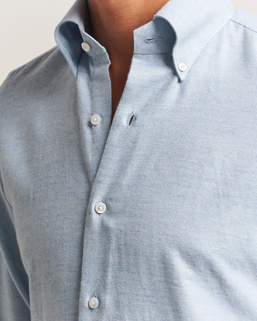 Herren | Hemden | Finamore Napoli | Milano Slim Cashmere BD Shirt Light Blue