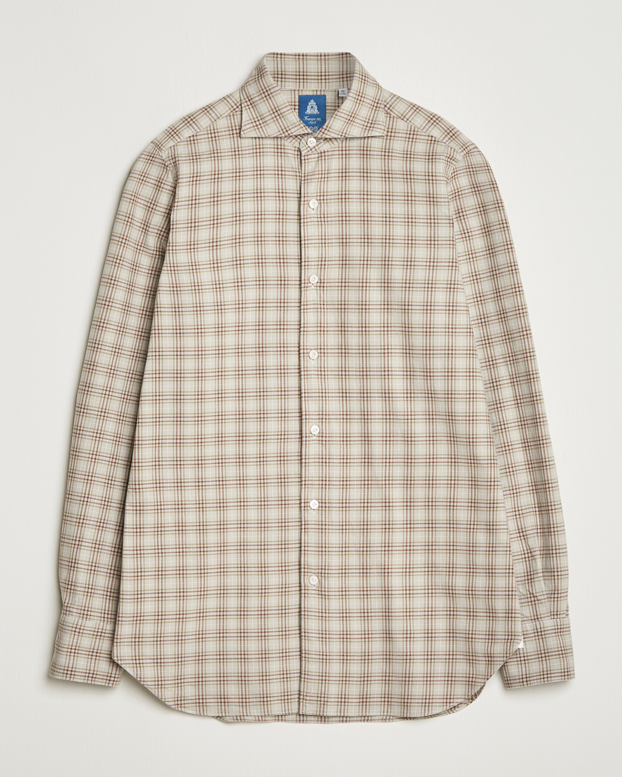 Herren | Hemden | Finamore Napoli | Gaeta Flannel Sport Shirt Beige Check