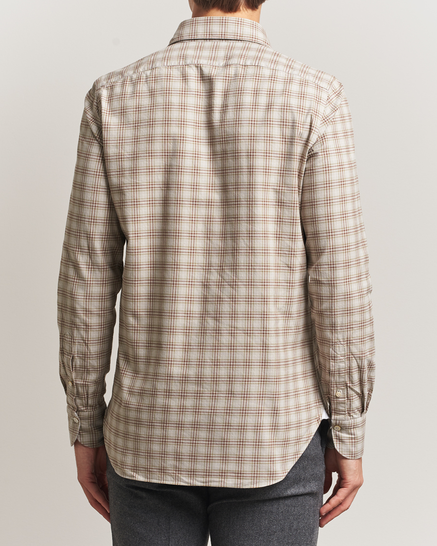 Herren | Hemden | Finamore Napoli | Gaeta Flannel Sport Shirt Beige Check