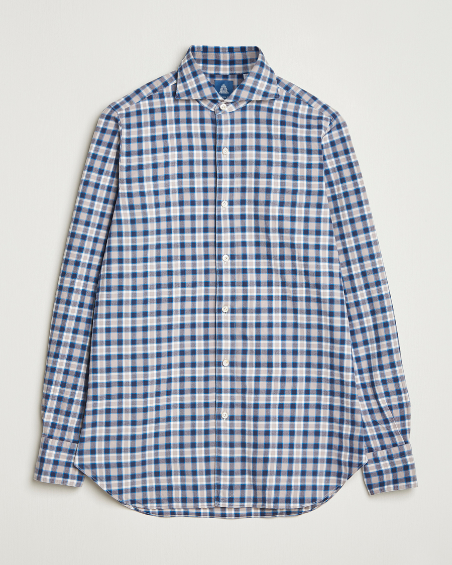 Herren | Hemden | Finamore Napoli | Gaeta Flannel Sport Shirt Navy Check