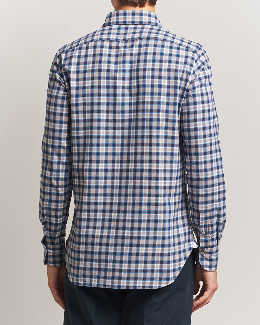 Herren | Hemden | Finamore Napoli | Gaeta Flannel Sport Shirt Navy Check