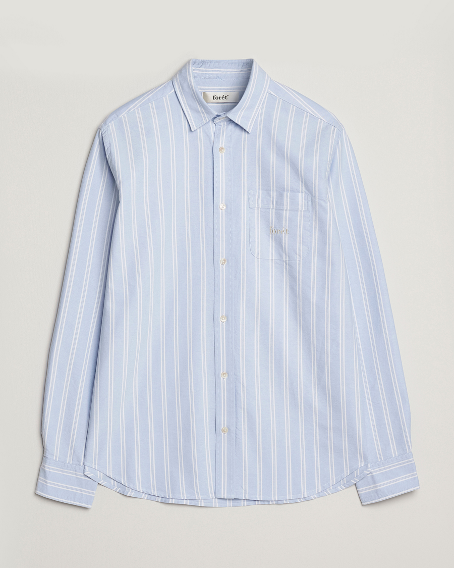 Herren | Hemden | Forét | Juno Embroidered Oxford Shirt Light Blue Stripe