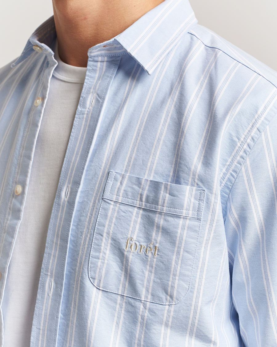 Herren | Hemden | Forét | Juno Embroidered Oxford Shirt Light Blue Stripe
