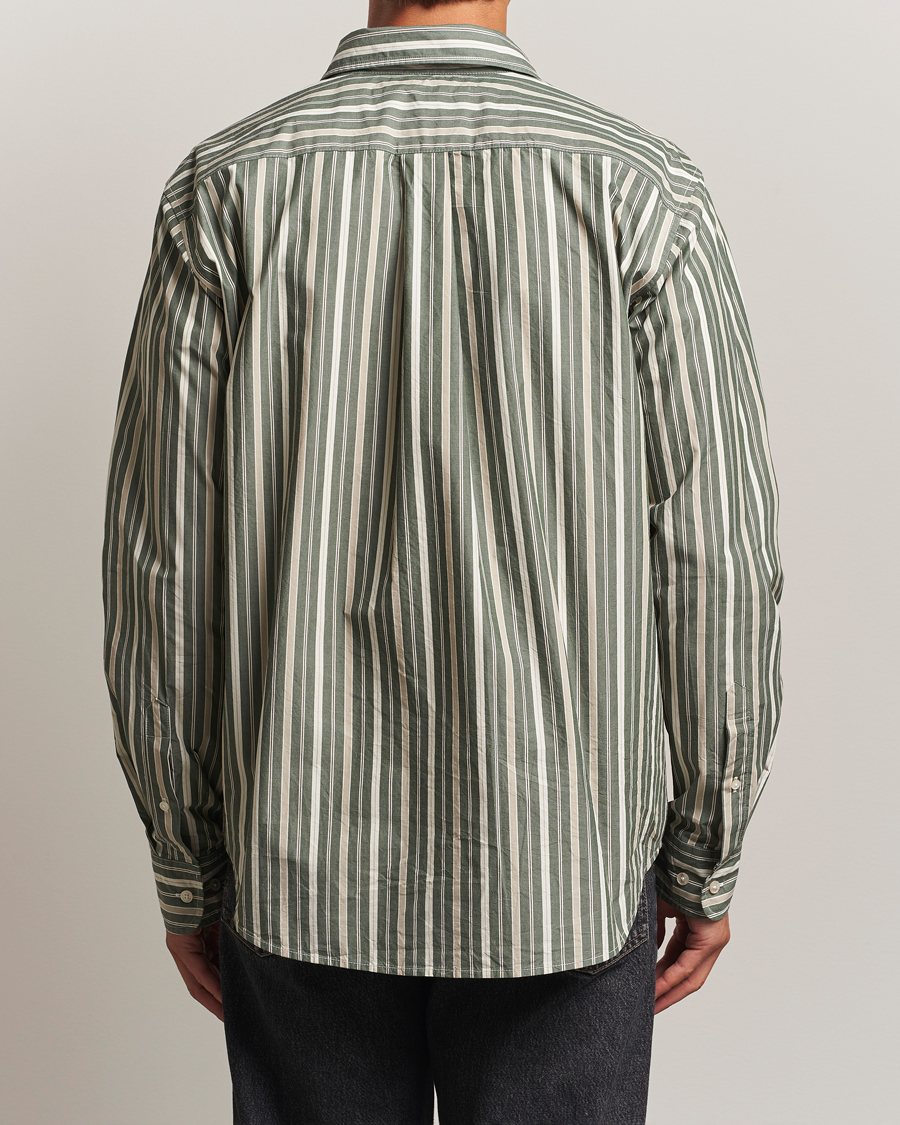 Herren | Hemden | Forét | Maple Poplin Shirt Dark Green Stripe