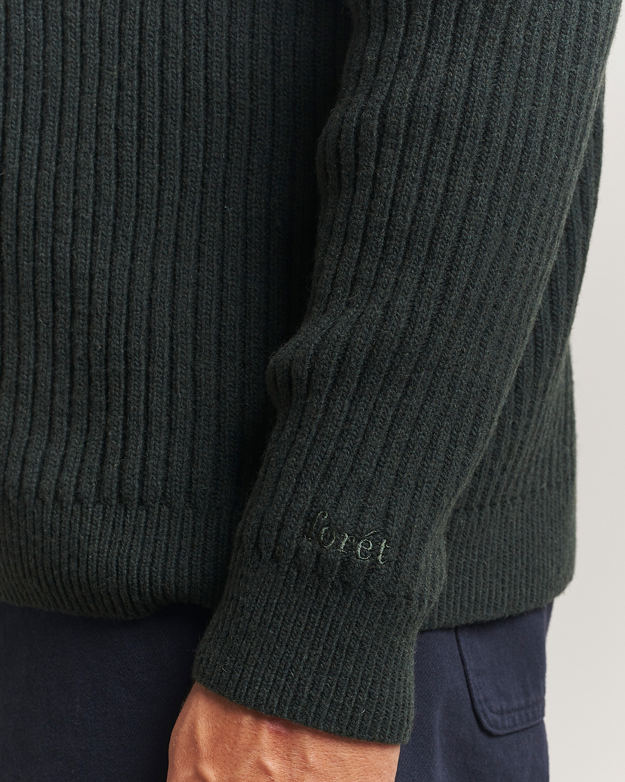 Herren | Pullover | Forét | Sow Rib Polo Knit Dark Green