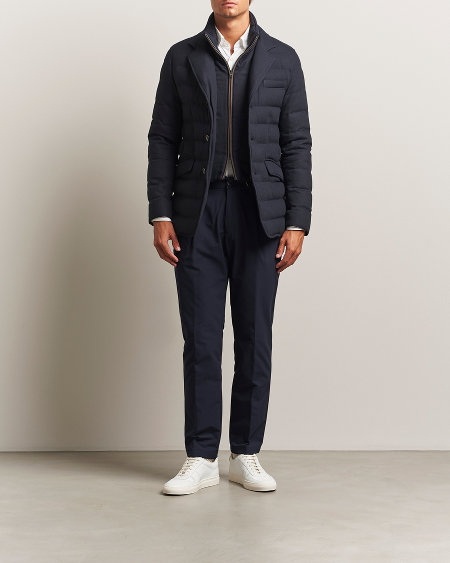 Herren | Hosen | Herno | Pleated Technical Cotton Trousers Navy