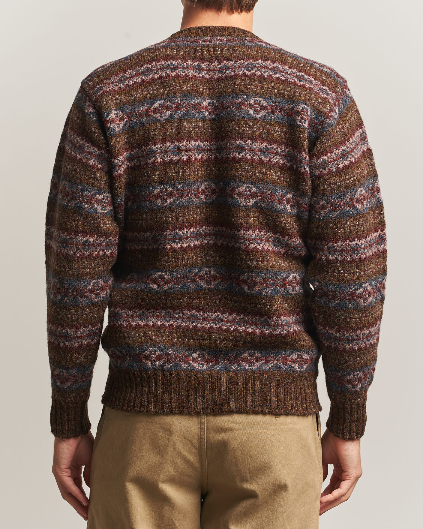 Herren | Pullover | Jamieson's of Shetland | Jamiesons Of Shetland All Over Fair Isle Pullover Crew Neck Moss Green