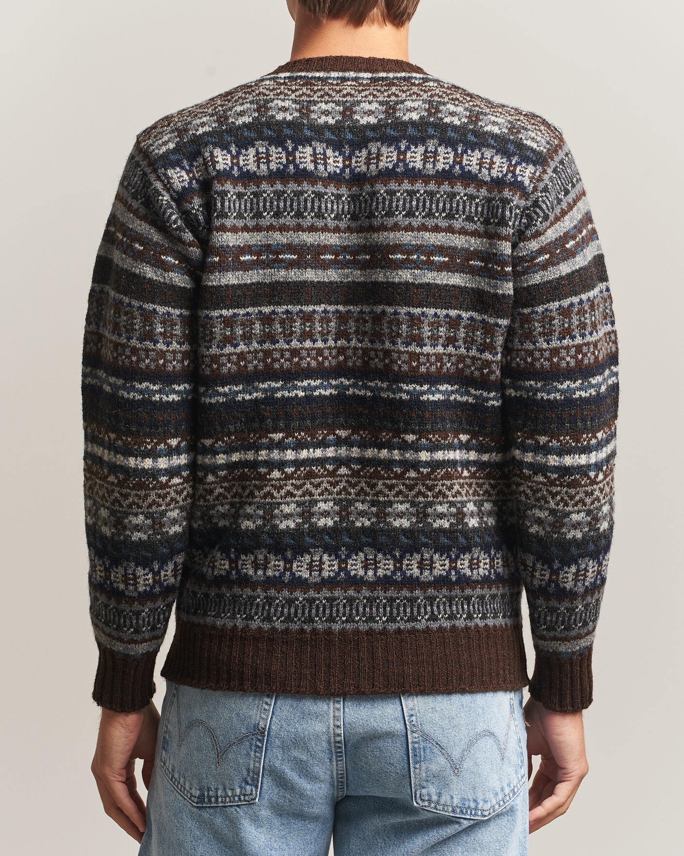 Herren | Pullover | Jamieson's of Shetland | Jamiesons Of Shetland All Over Fair Isle Pullover Crew Neck Brown