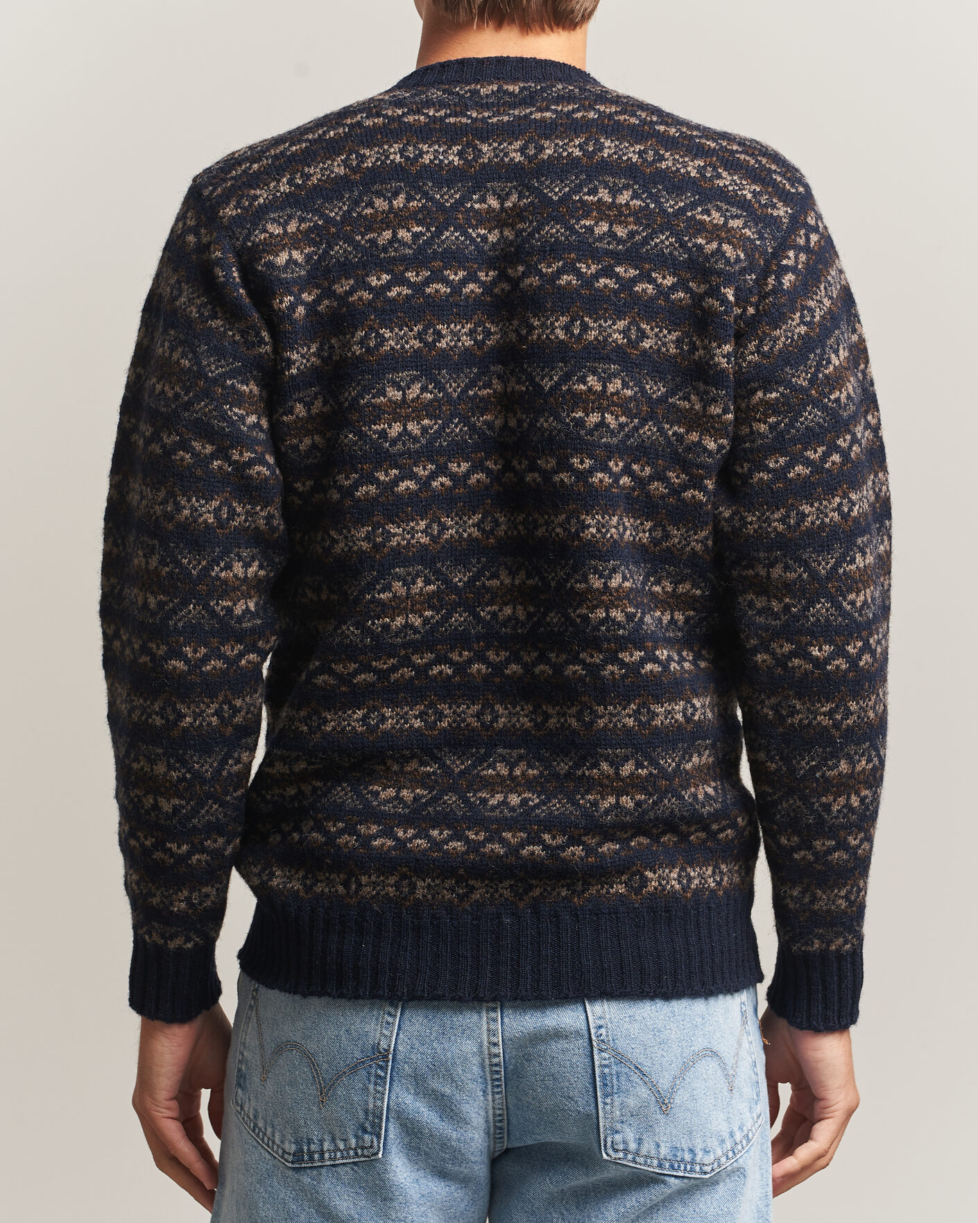 Herren | Pullover | Jamieson's of Shetland | Jamiesons Of Shetland All Over Fair Isle Pullover Crew Neck Navy