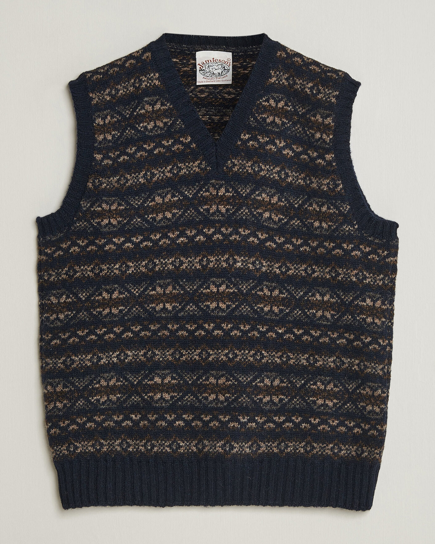 Herren | Pullover | Jamieson's of Shetland | Jamiesons Of Shetland All Over Fair Isle Slipover Navy