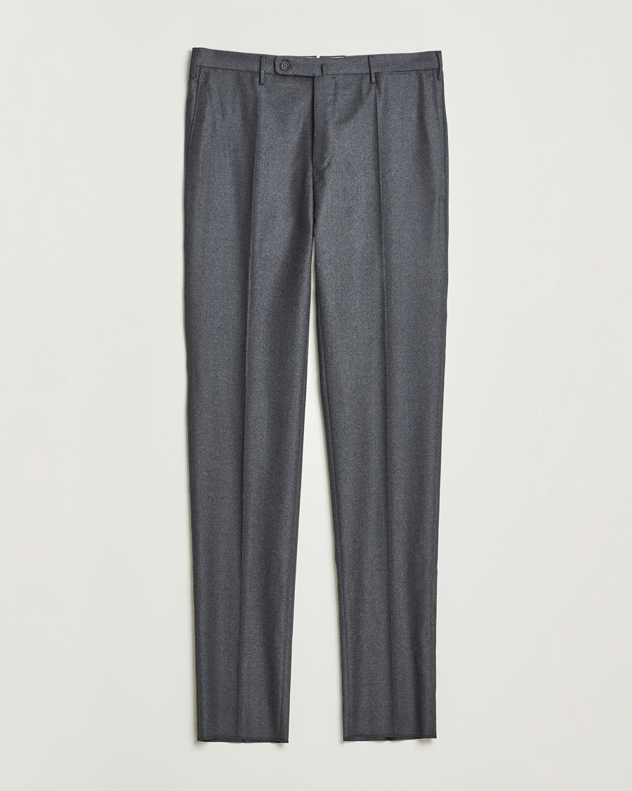 Herren | Hosen | Incotex | Regular Fit Worsted Flannel Trousers Grey Melange