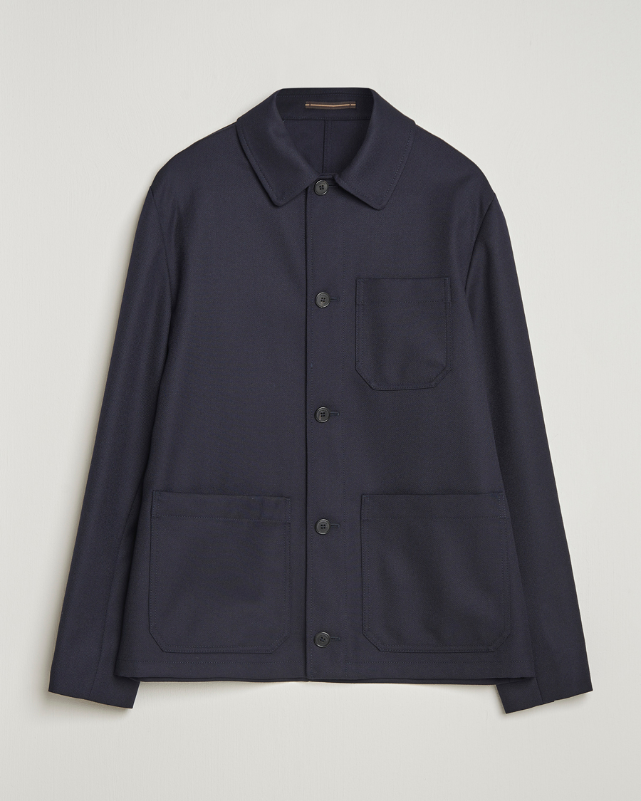 Herren | Jacken | Incotex | Wool Cover Shirt Jacket Navy