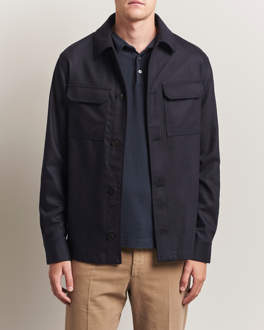 Herren | Hemden | Incotex | Flannel Overshirt Navy