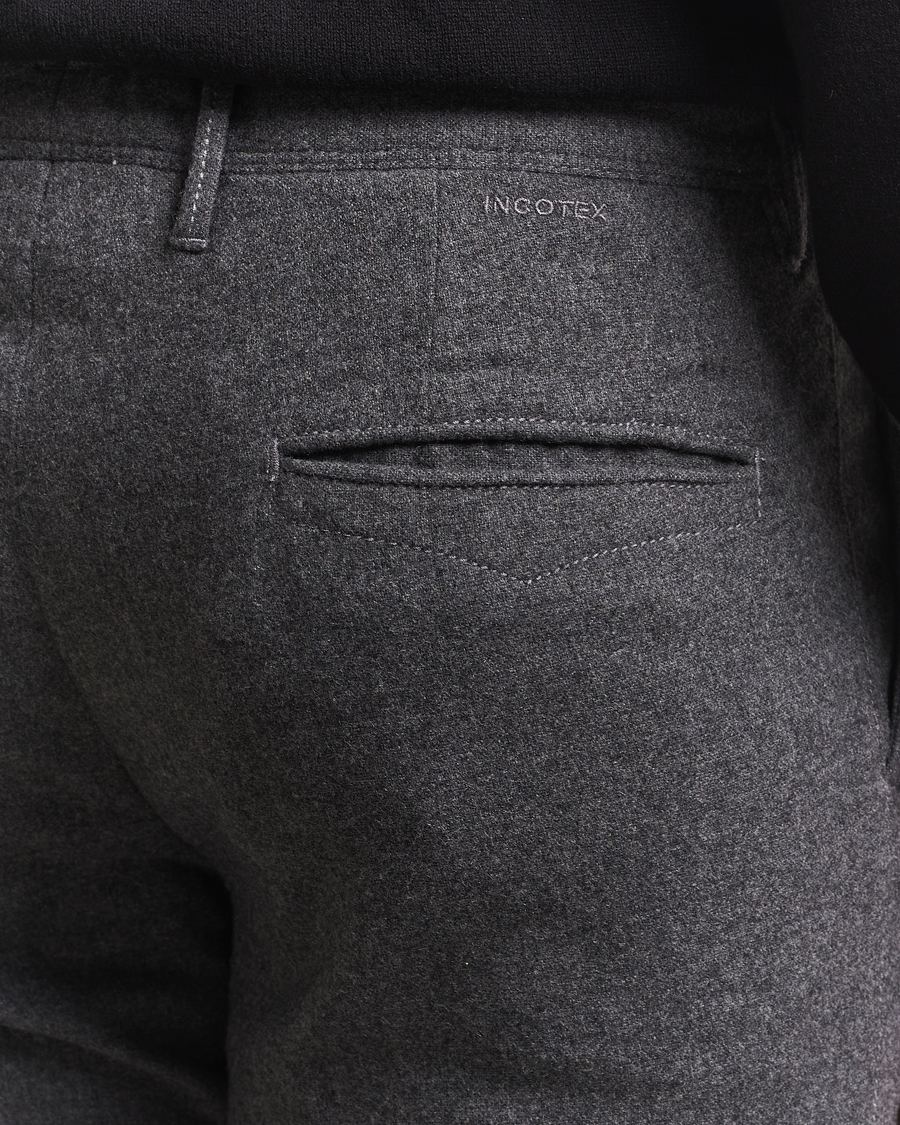 Herren | Hosen | Incotex | Slim Fit Washed Flannel Slacks Grey Melange