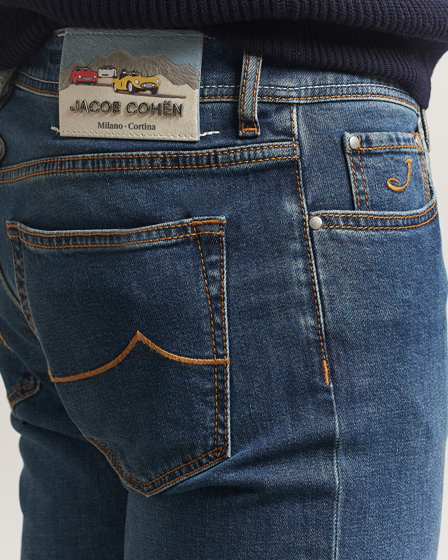 Herren | Jeans | Jacob Cohën | Bard Milano-Cortina Slim Fit Stretch Jeans Mid Blue