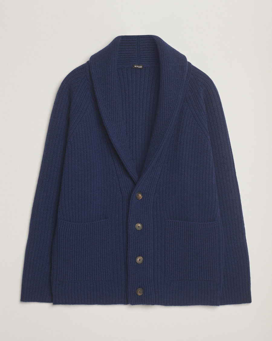 Herren | Pullover | Kiton | Cashmere Rib Shawl Cardigan Navy