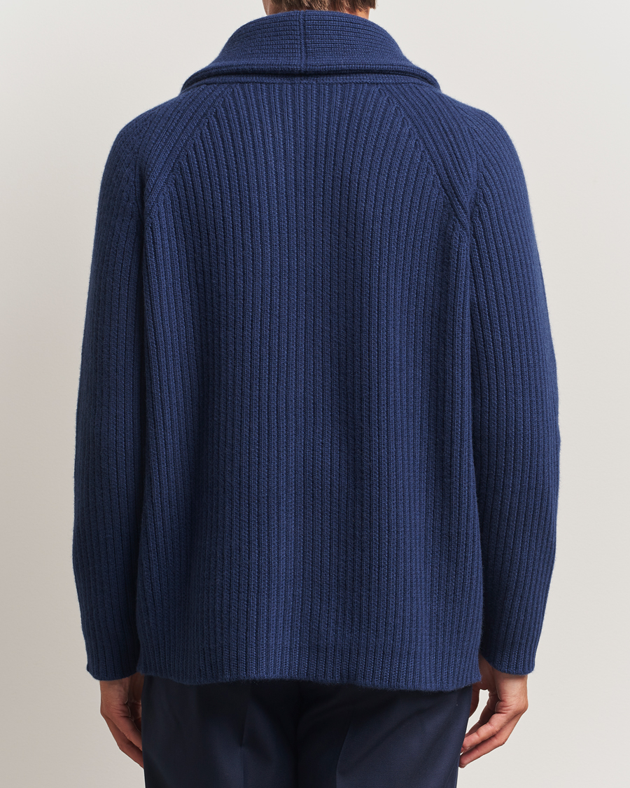 Herren | Pullover | Kiton | Cashmere Rib Shawl Cardigan Navy