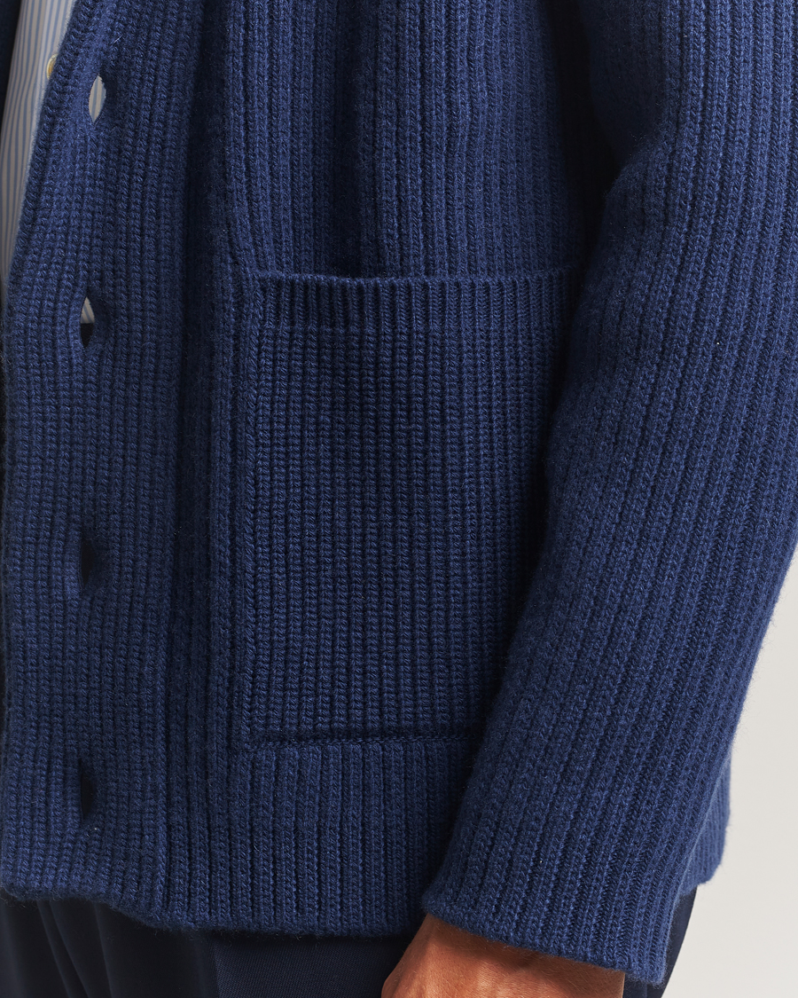 Herren | Pullover | Kiton | Cashmere Rib Shawl Cardigan Navy