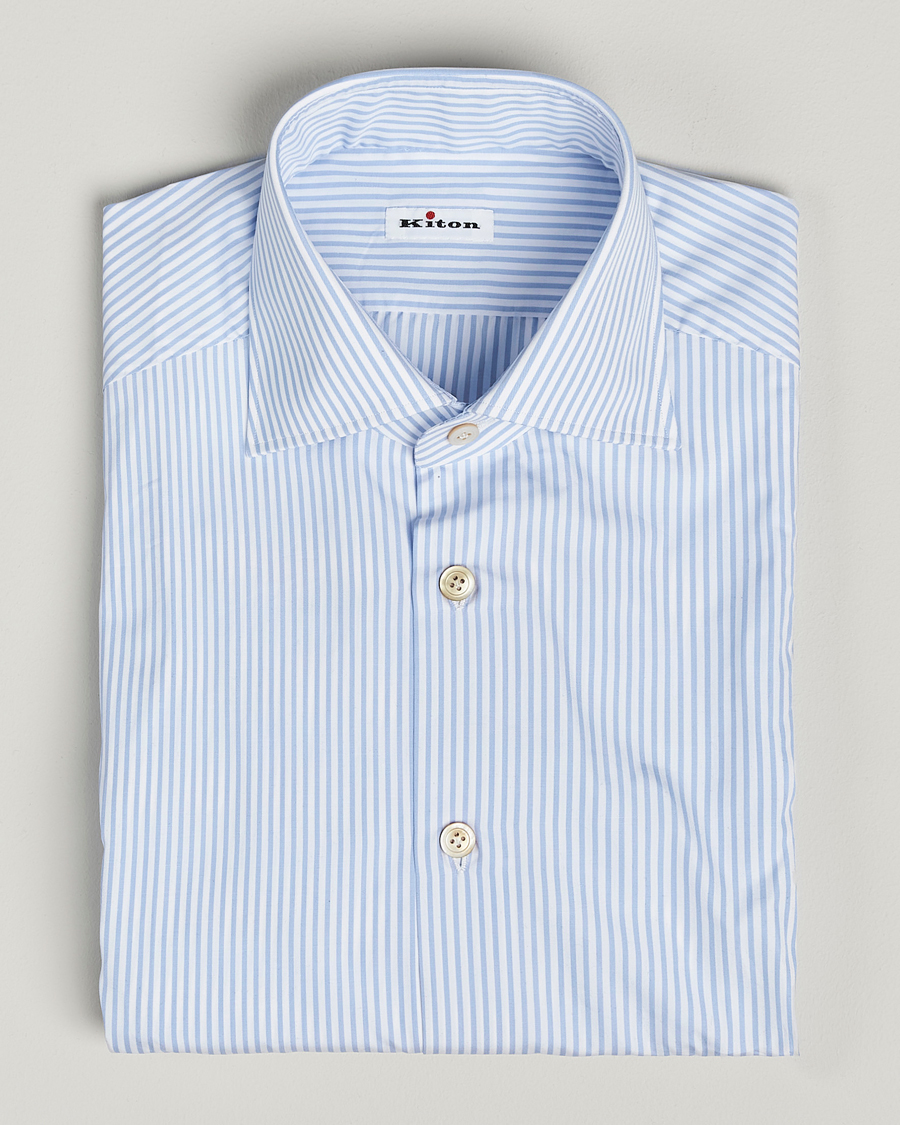 Herren | Hemden | Kiton | Cotton Dress Shirt Light Blue Stripe