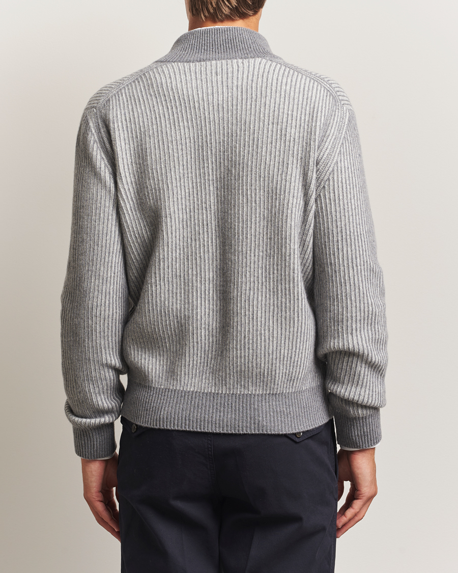 Herren | Pullover | Lardini | Wool/Cashmere Knitted Full Zip Grey