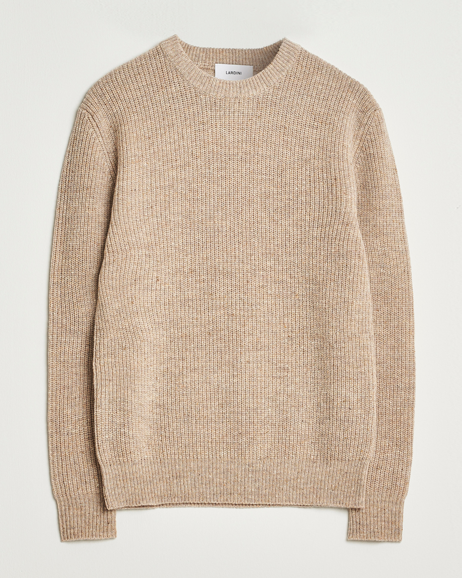 Herren | Pullover | Lardini | Knitted Wool Crew Neck Light Brown