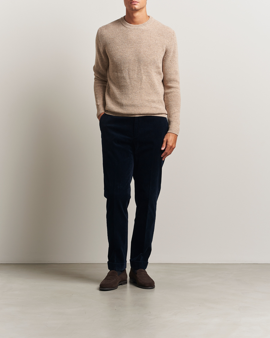 Herren | Pullover | Lardini | Knitted Wool Crew Neck Light Brown
