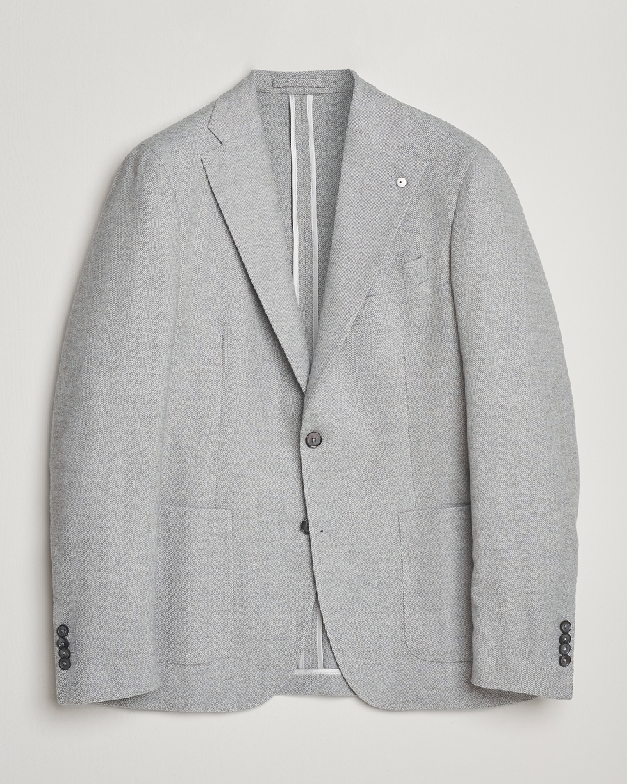 Herren | Sakkos | L.B.M. 1911 | Jack Herringbone Cotton Blazer Light Grey