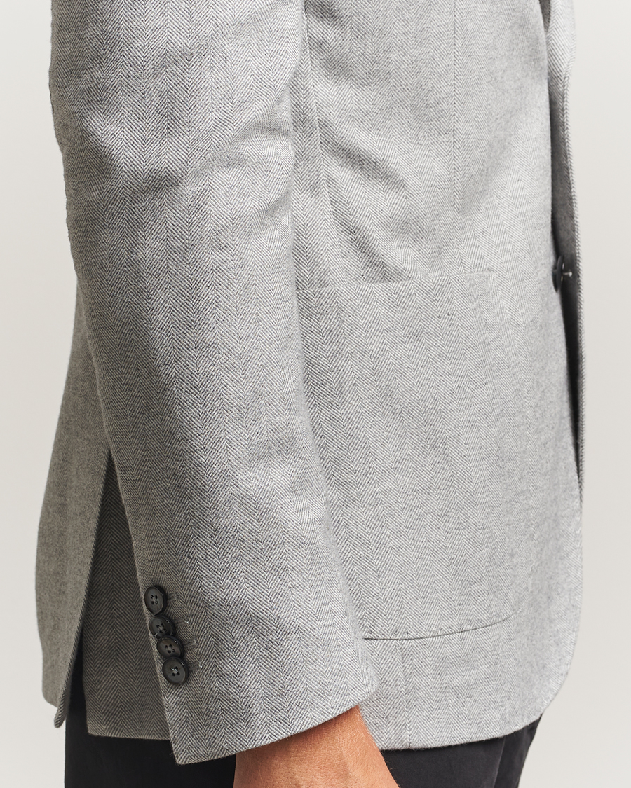 Herren | Sakkos | L.B.M. 1911 | Jack Herringbone Cotton Blazer Light Grey