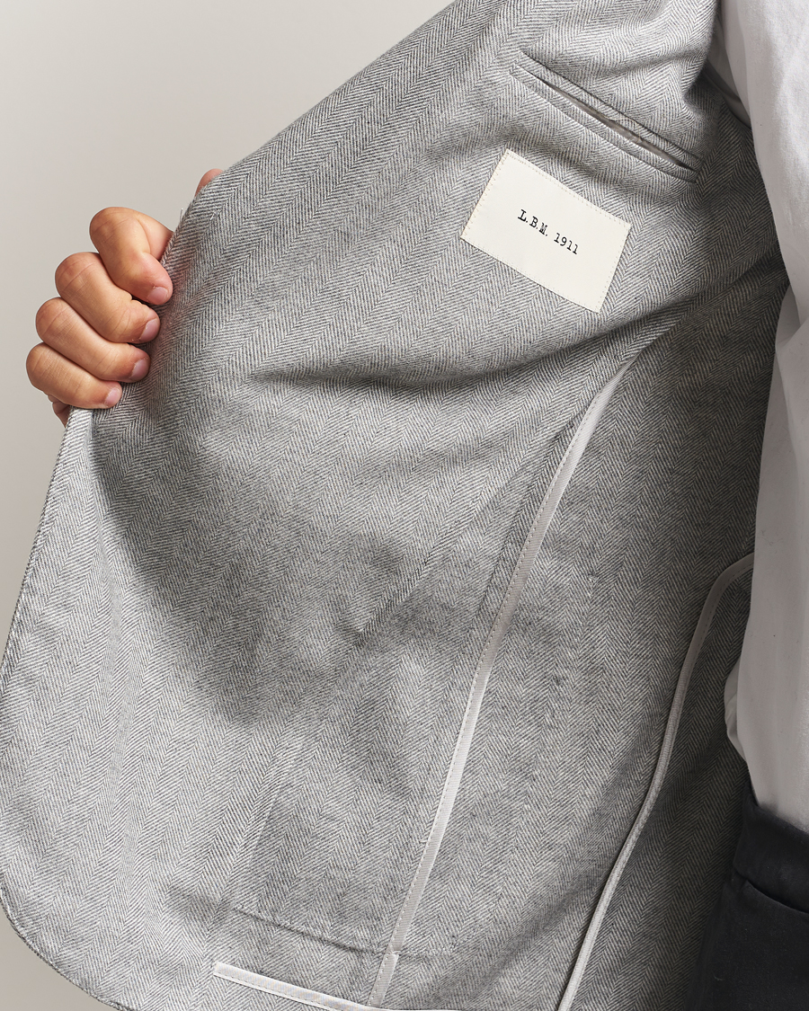 Herren | Sakkos | L.B.M. 1911 | Jack Herringbone Cotton Blazer Light Grey