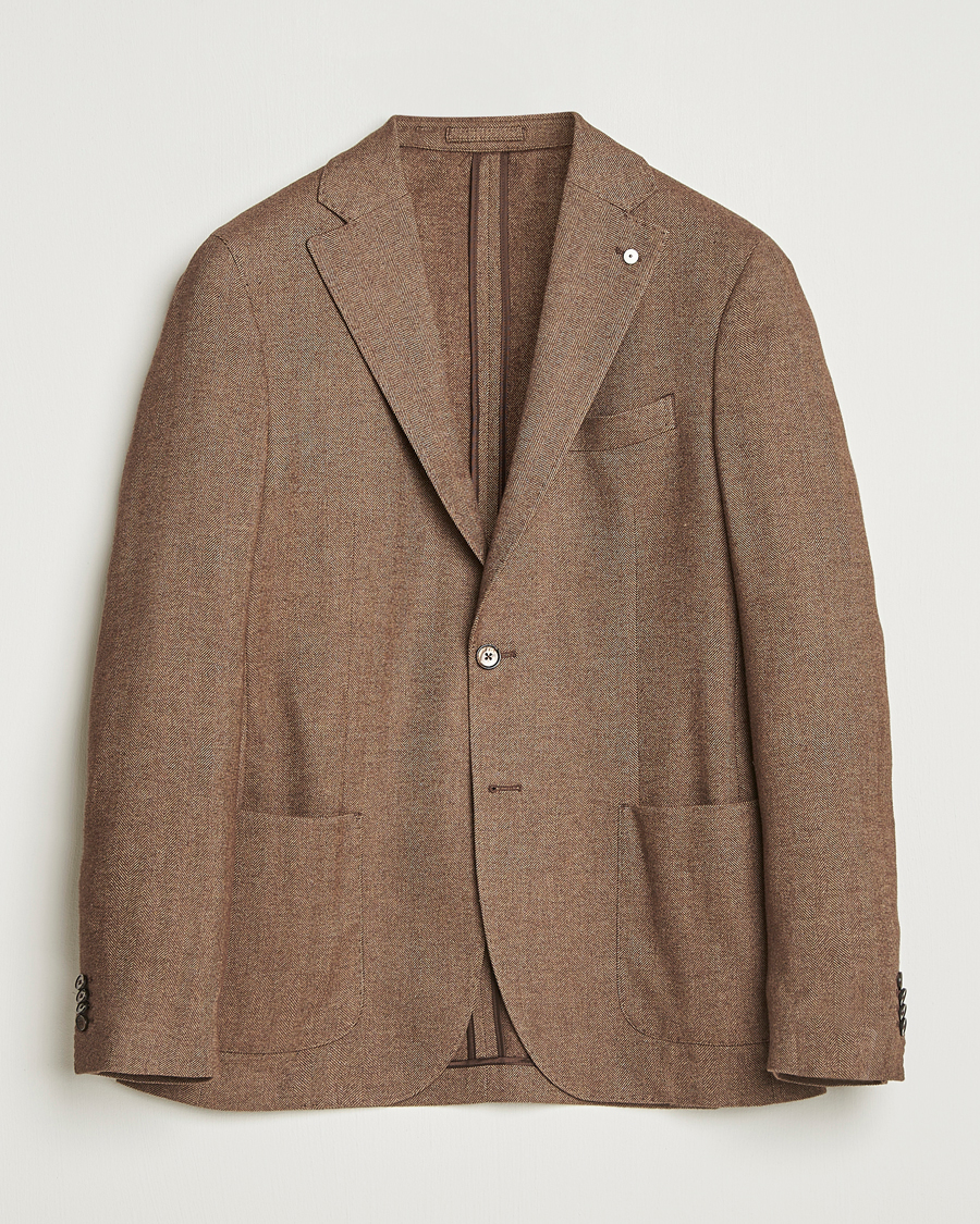 Herren | Sakkos | L.B.M. 1911 | Jack Herringbone Cotton Blazer Brown