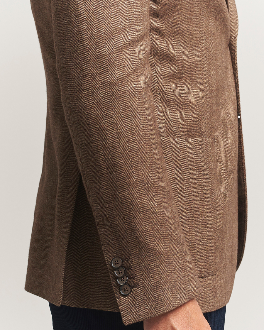 Herren | Sakkos | L.B.M. 1911 | Jack Herringbone Cotton Blazer Brown