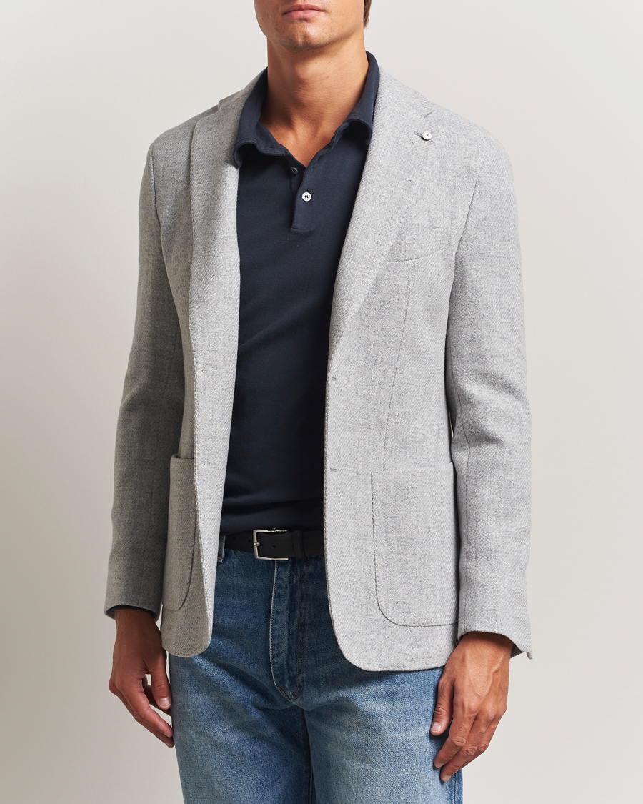 Herren | Sakkos | L.B.M. 1911 | Jack Fly Knitted Wool Blazer Light Grey