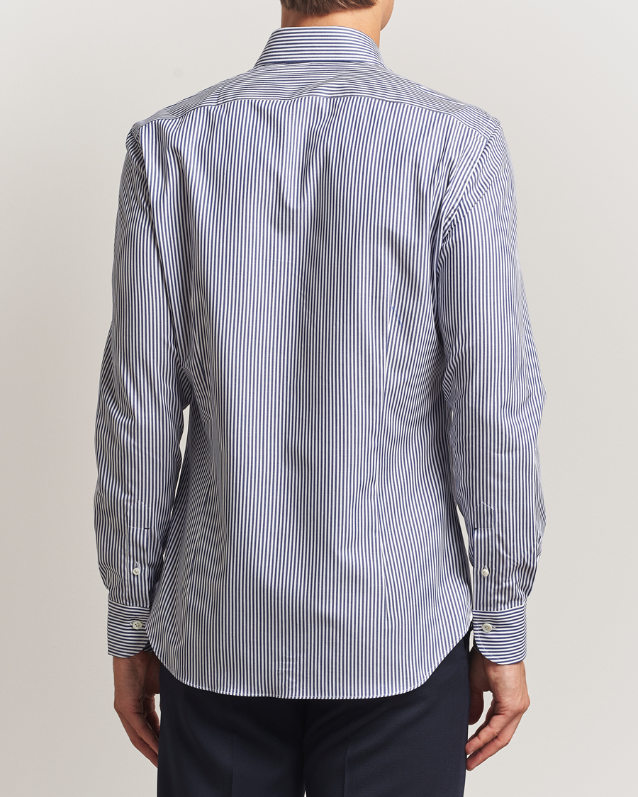 Herren | Hemden | Mazzarelli | Soft Cotton Twill Button Down Shirt Navy Stripe