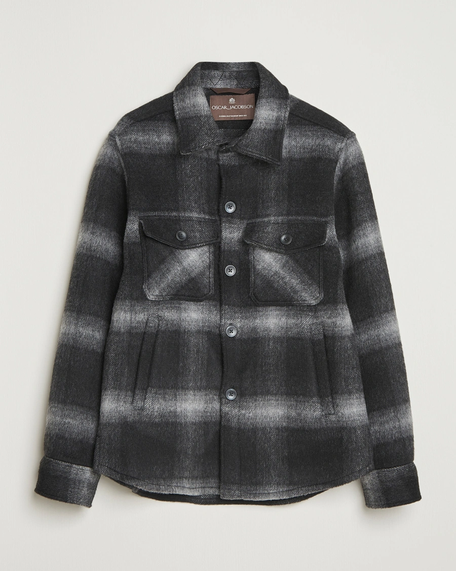 Herren | Jacken | Oscar Jacobson | Maverick Checked Wool Shirt Jacket Grey